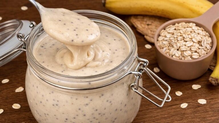 Mit diesem einfachen Rezept verwandelst du Hafer und Banane in cremigen Joghurt…